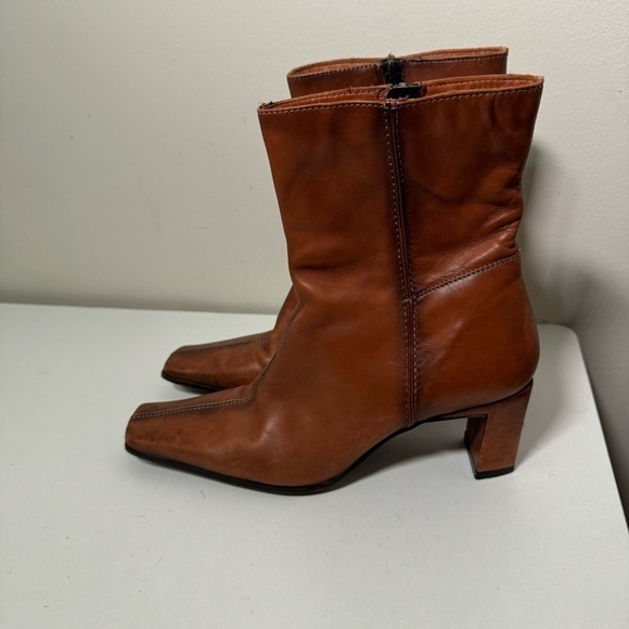 Vintage Aldo made  in Poland leather cognac booties y2k glam western 39 - Picture 6 of 11